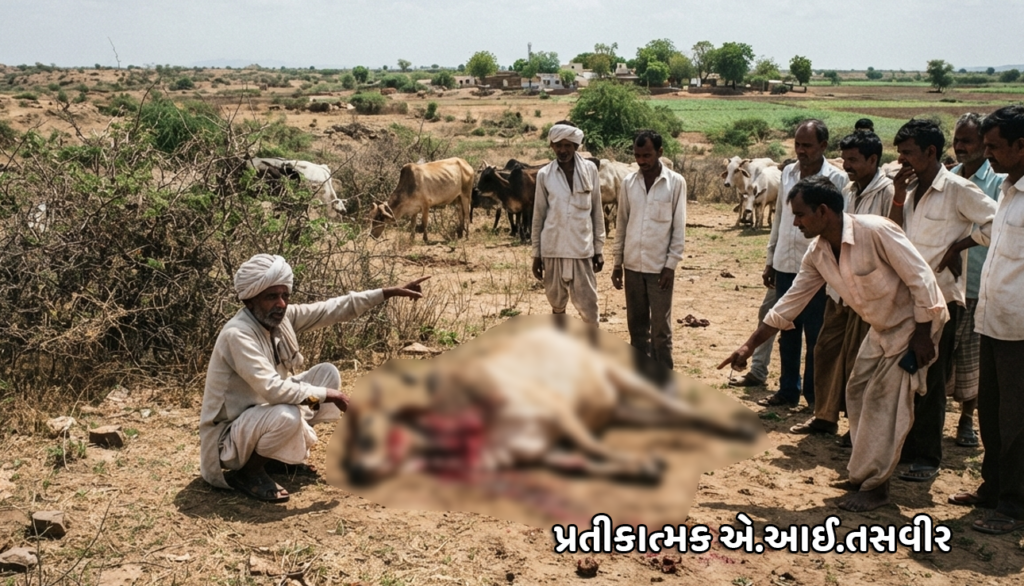બોહાના સીમાડામાં હિંસક પ્રાણીએ કર્યું ગાયનું મારણ
